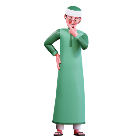 Muslim Male thinking  3D Icon