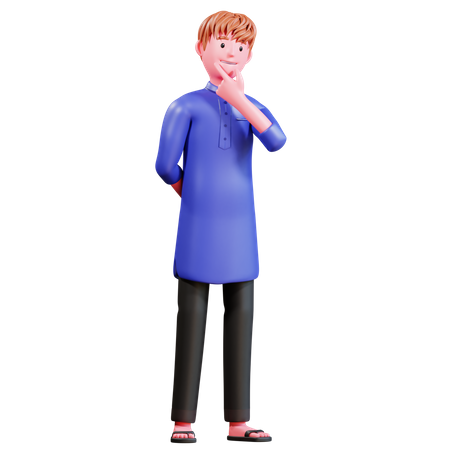 Muslim Male thinking  3D Icon
