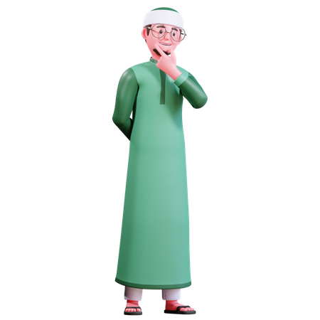 Muslim Male thinking  3D Illustration