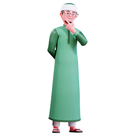 Muslim Male thinking  3D Illustration