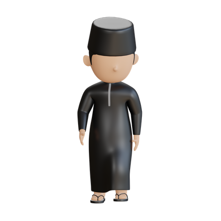 Muslim Male Walking  3D Illustration