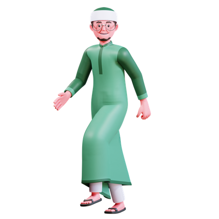 Muslim Male walking  3D Icon