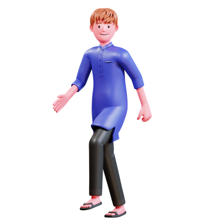 Muslim Male walking  3D Icon