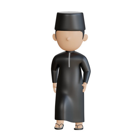 Muslim Male Walking  3D Icon
