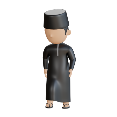 Muslim Male Walking  3D Icon