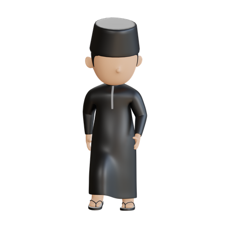 Muslim Male Walking  3D Icon
