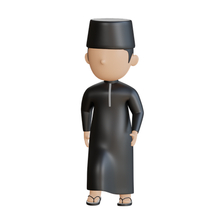 Muslim Male Walking  3D Illustration