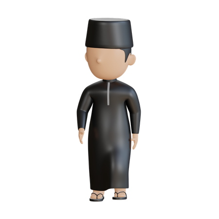 Muslim Male Walking  3D Illustration