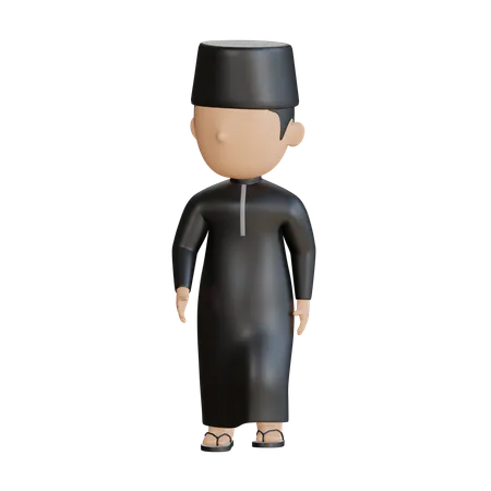 Muslim Male Walking  3D Illustration