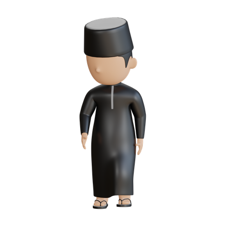 Muslim Male Walking  3D Illustration