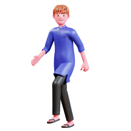 Muslim Male walking  3D Illustration