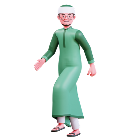Muslim Male walking  3D Illustration