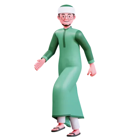 Muslim Male walking  3D Illustration
