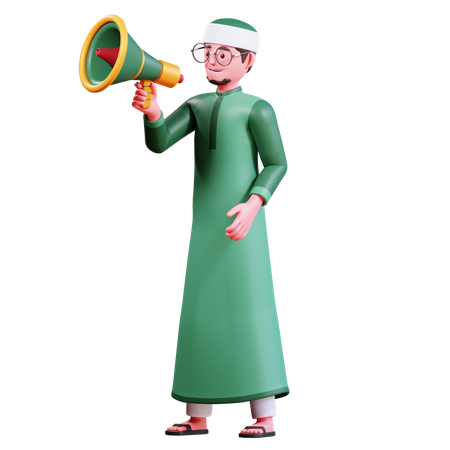 Muslim Male With megaphone  3D Icon