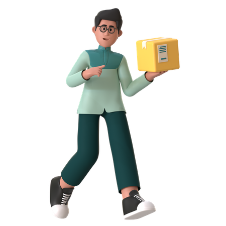 Muslim Man Bring Package Delivery  3D Illustration