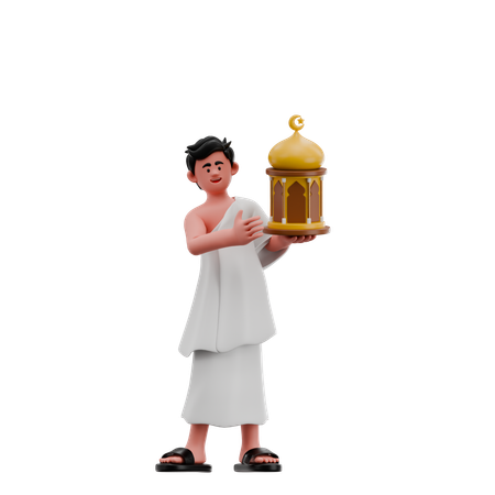 랜턴을 들고 있는 무슬림 남자  3D Illustration