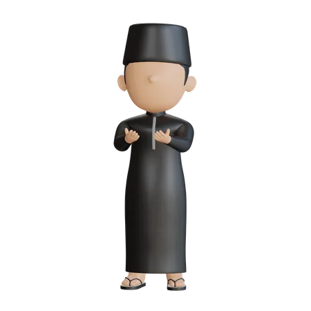 Muslim Man Doing Islamic Prayer  3D Illustration