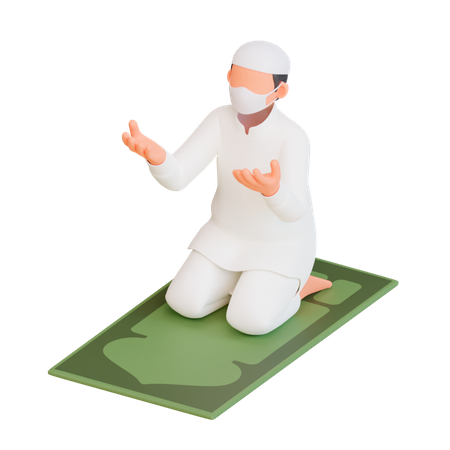 Muslim Man Doing Namaz  3D Icon