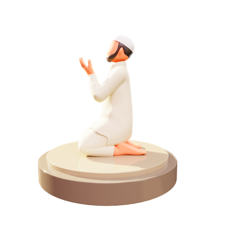 Muslim Man Doing Namaz  3D Illustration