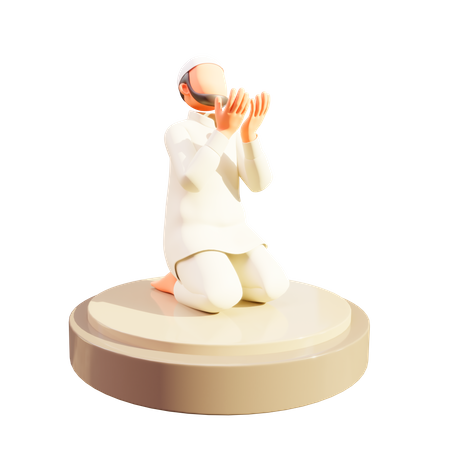 Muslim Man Doing Namaz  3D Illustration