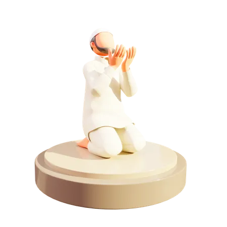 Muslim Man Doing Namaz  3D Illustration