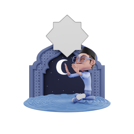 Muslim man doing Namaz  3D Illustration