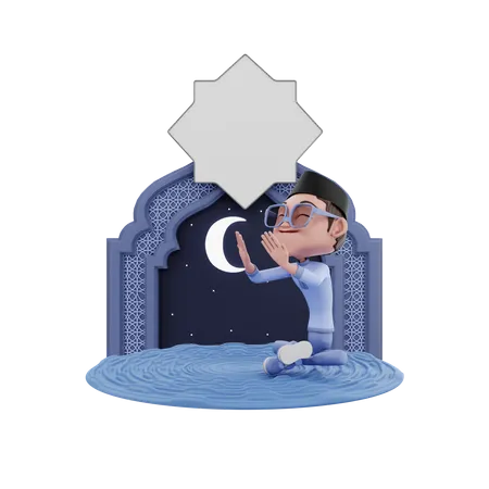 Muslim man doing Namaz  3D Illustration