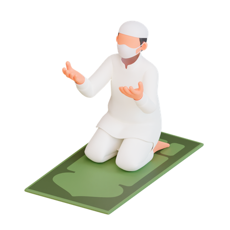Muslim Man Doing Namaz 3D Illustration