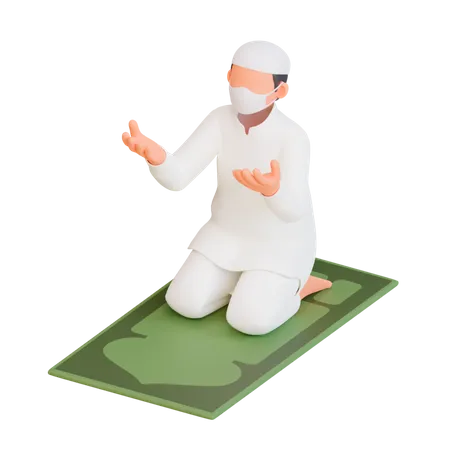 Character Muslim Man Praying 3D Illustration