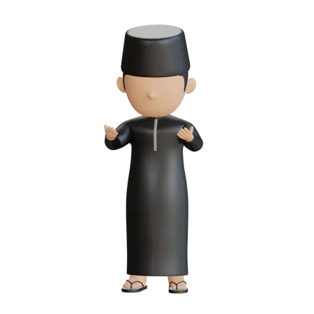 Muslim Man Doing Namaz Prayer  3D Illustration