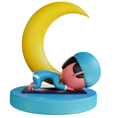 Muslim man doing namaz prayer  3D Illustration