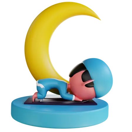 Muslim man doing namaz prayer  3D Illustration