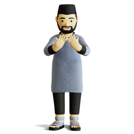 Muslim man doing prayer 3D Illustration