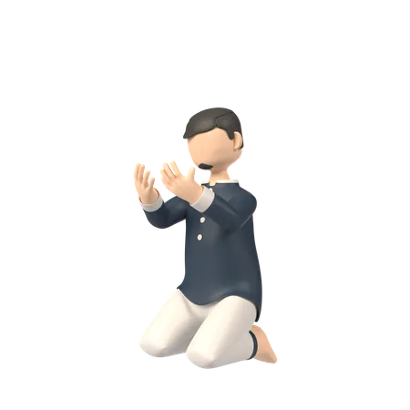 Muslim Man Doing Praying  3D Illustration