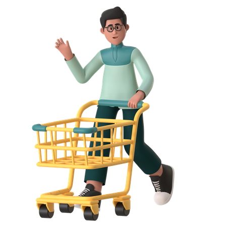 Muslim Man Doing Ramadan Shopping  3D Illustration