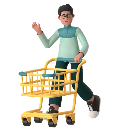 Muslim Man Doing Ramadan Shopping  3D Illustration