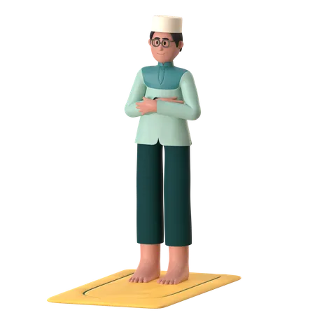 Muslim Man Doing Salat  3D Illustration
