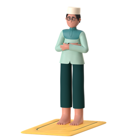 Muslim Man Doing Salat  3D Illustration