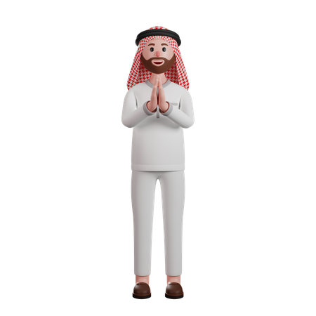 Muslim man doing welcoming gesture  3D Illustration