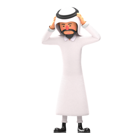 Muslim man feeling dizzy  3D Illustration