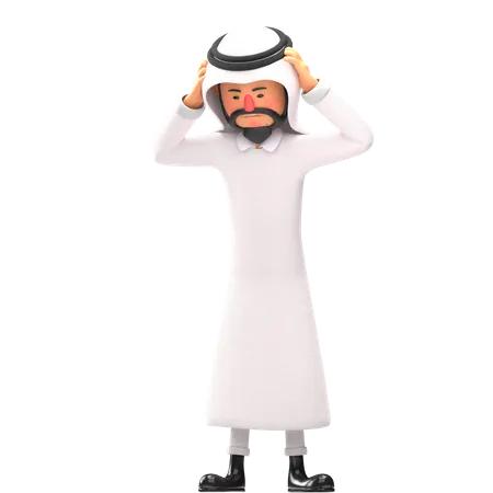 Muslim man feeling dizzy  3D Illustration