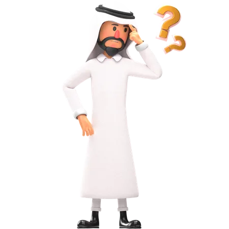 Muslim man get confused  3D Illustration