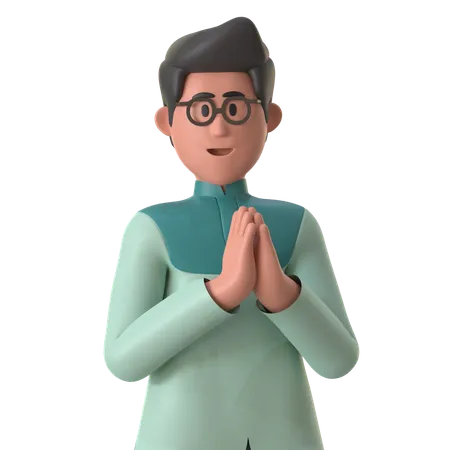 Muslim Man Giving Greeting  3D Illustration