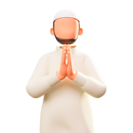 Muslim man giving Ramadan greeting  3D Icon