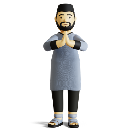 Muslim man giving Ramadan greeting  3D Illustration