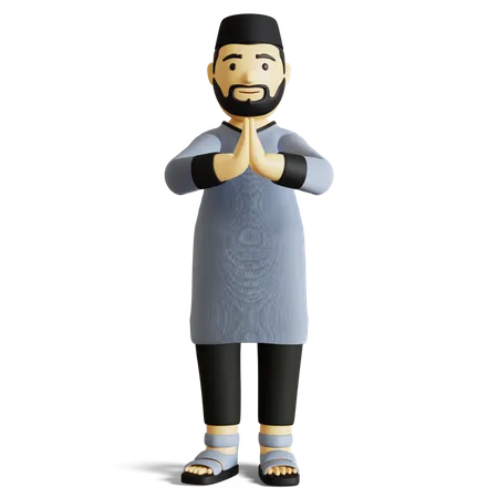 Muslim man giving Ramadan greeting  3D Illustration