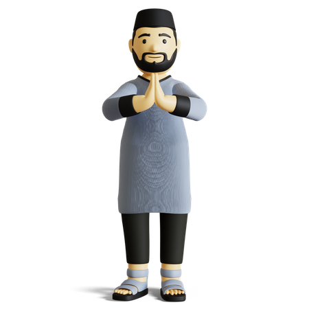 Muslim man giving Ramadan greeting 3D Illustration