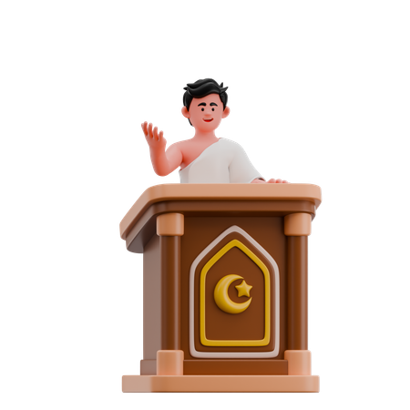 Muslim Man Giving Sermon  3D Illustration