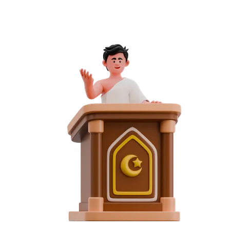 Muslim Man Giving Sermon  3D Illustration