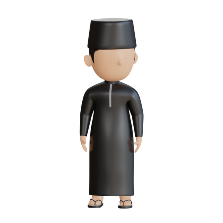 Muslim Man Giving Standing Pose  3D Illustration
